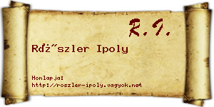Röszler Ipoly névjegykártya