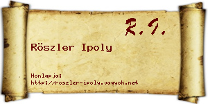 Röszler Ipoly névjegykártya